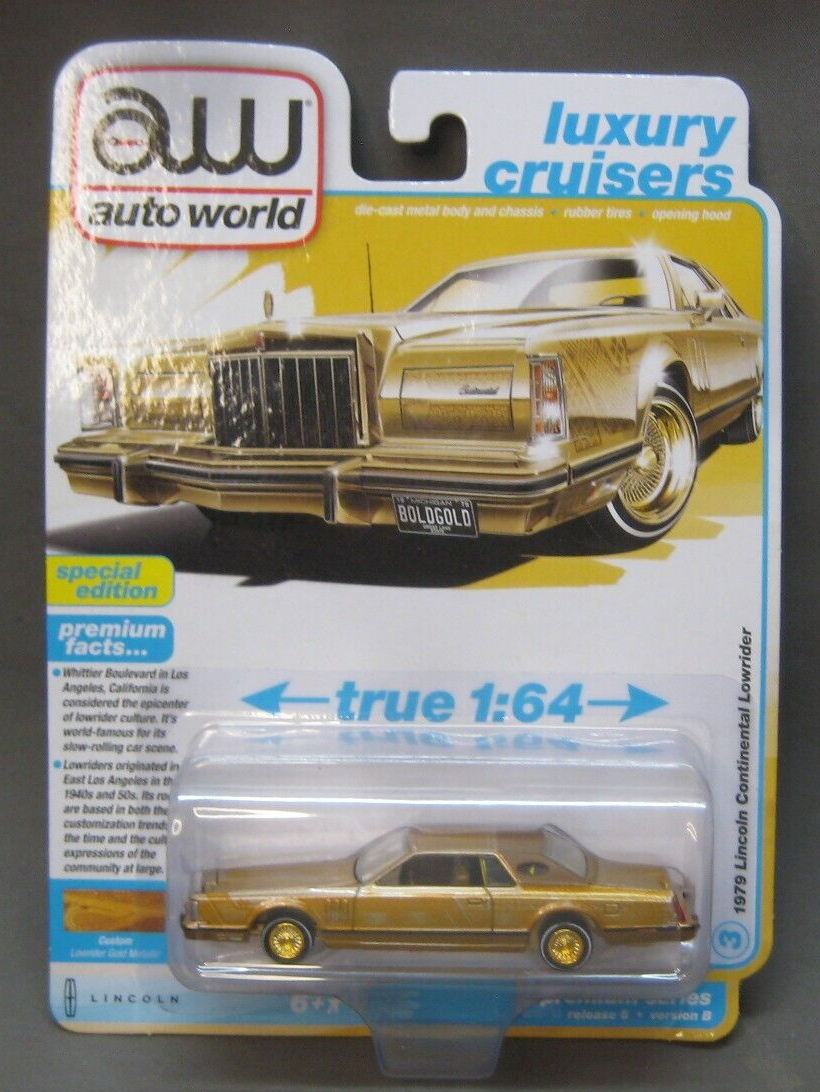 AUTO WORLD LUXURY CRUISERS SERIES MINT ON CARD 1979 LINCOLN CONTINENTAL LOWRIDER