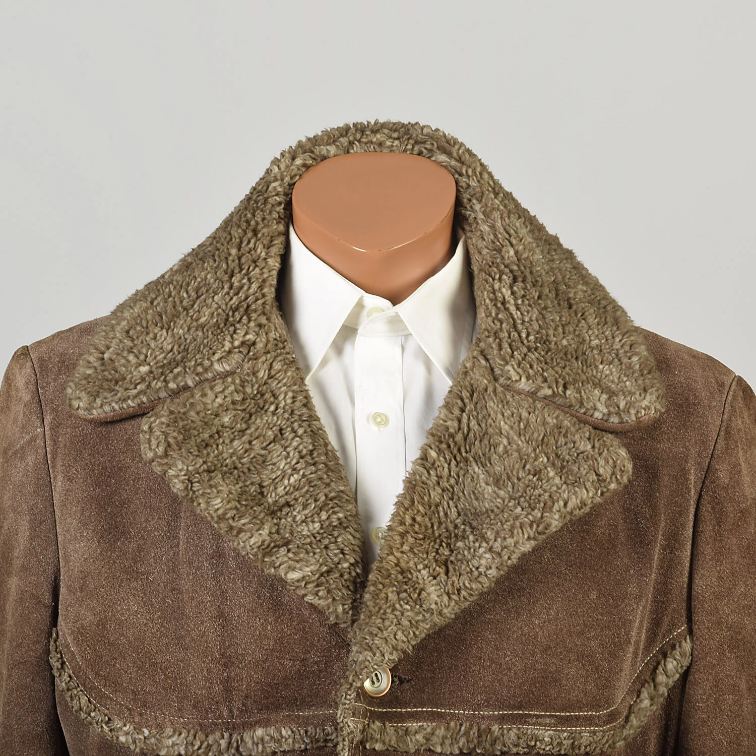  1970s suede leather faux shearling western cowboy jacket
