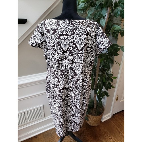Cato Sheath Dress Womens 18W White Floral Pleated Knee Length Pockets Cap Sleeve - Picture 4 of 13