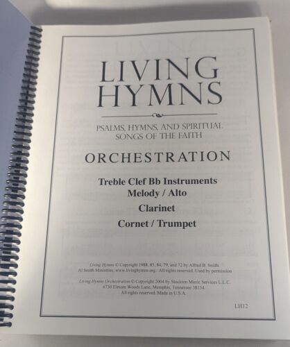 LIVING HYMNS Book ORCHESTRATION Treble Clef CLARINET Cornet TRUMPET Stockton EUC - Picture 2 of 6