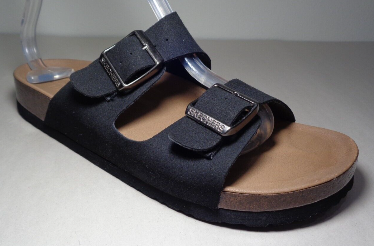 Skechers Ladies Size 10 Black Two Strap Sandal Relaxed Fit