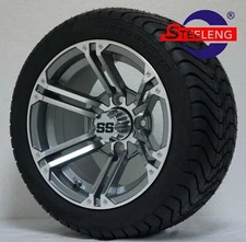 GOLF CART 12" GUNMETAL TERMINATOR WHEELS and 215/40-12 DOT LOW PROFILE TIRES(4) 