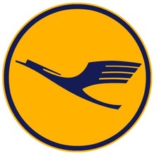 GROSSER KLEINER GELBER LUFTHANSA AUFKLEBER STICKER ALTES LOGO SPIEGELEI KFZ RUND
