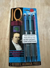 Scripto 3 Automatic Mechanical Pencils .07 mm Lead IQ Writing Gear Beethoven ‘93