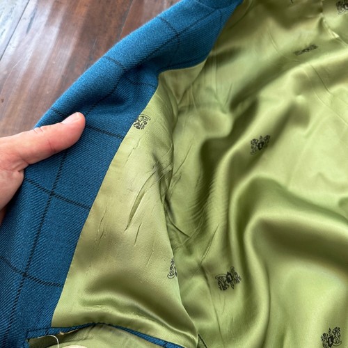 1960s 1970s Blue Pinstripe VTG Suit Jacket Sportcoat 42 Wool Checker Rockabilly - Picture 6 of 15