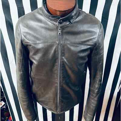 Prada Authentic Vintage 90s Rounded Collar Leather Jacket w