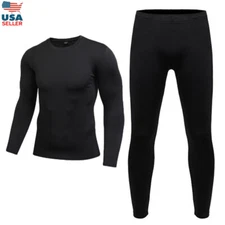 Winter Men Skiing Soft Fleece Underwear Set Thermal Long Johns Top Bottom Pants