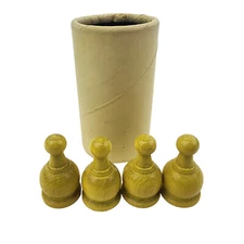 Parcheesi Game 1959 Wooden Yellow Pawns with Shaker Cup Selchow & Richter