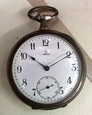 Antico OMEGA GRAND PRIX PARIS 1900 Argento 800 FUNZIONANTE orologio da taschino