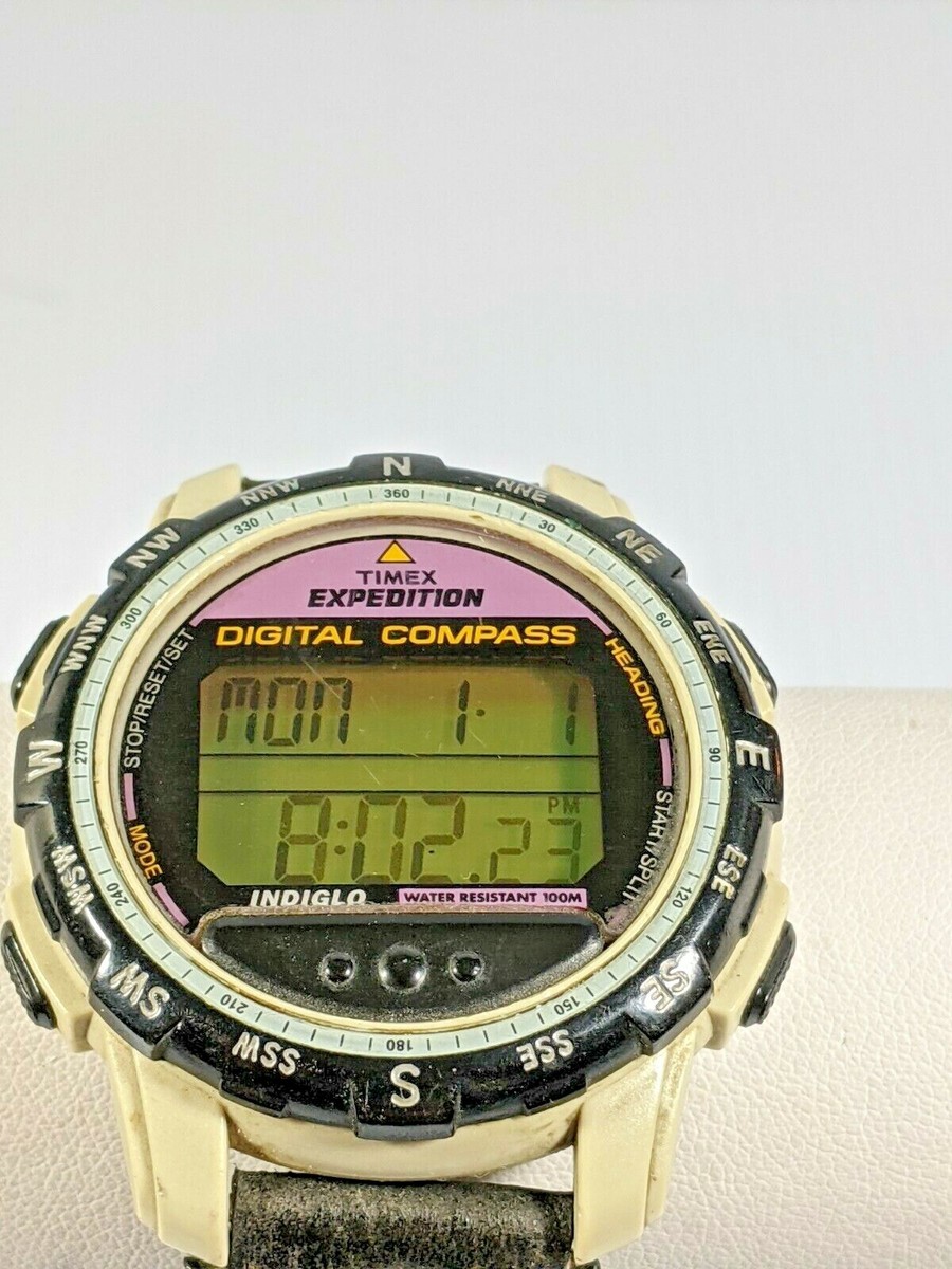 Timex Expedition Digital Compass Indiglo 820 Leather Band Watch 9