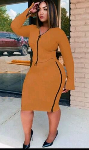 Lori Classy Rib Knit Two Piece Midi Skirt Set. Size XL & 2x In Orange. S,M,L Red - Picture 2 of 2