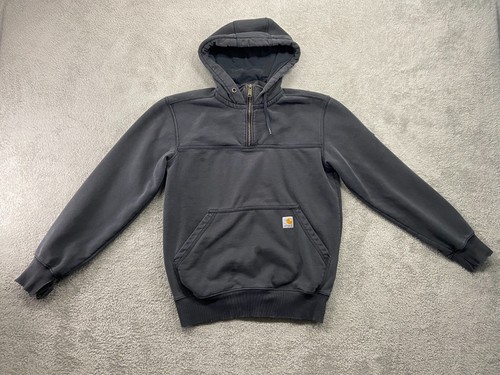 Carhartt Rain Defender Sweatshirt Men's Small Black Loose Heavyweight 1/4 Zip
