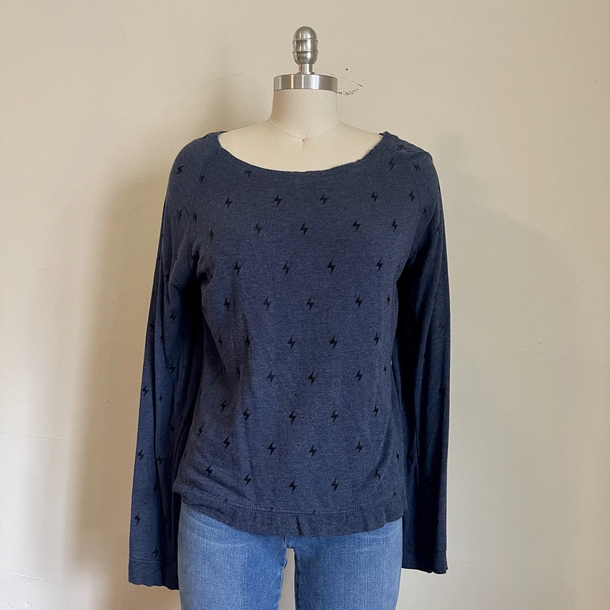 PJ Salvage Navy Blue Lightning Bolt Top Size Large eBay