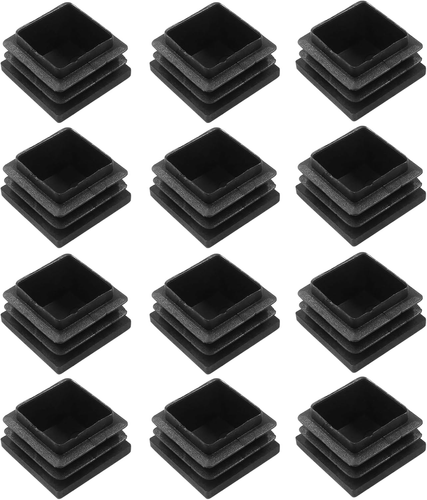 Paquete de 12 tapones cuadrados de plástico de 1-1/4", inserto de tapones de tapa de tubo negro para Squa - Imagen 7 de 12