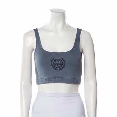 Anine Bing x Reebok Logo Cotton Bralette Tank Scoop Neck Crop Top Blue XL NEW