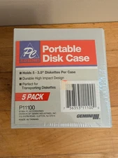 5 Cases For 3.5" Diskettes Holder Storage SEALED Brand New