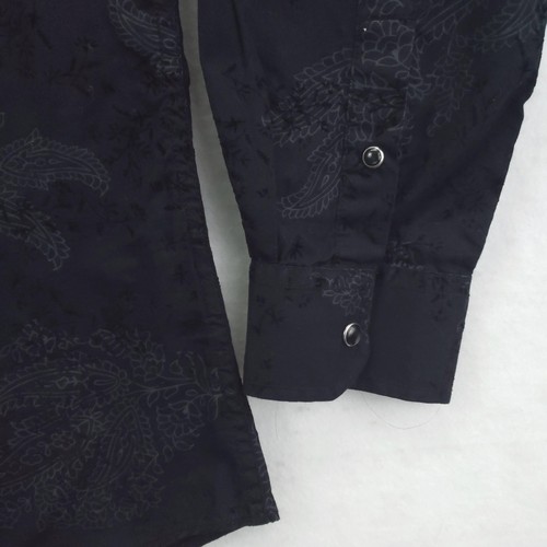 J. Ferrar Shirt Mens Large 16-16.5 Black Paisley Snap Long Sleeve Modern Fit - Picture 4 of 11