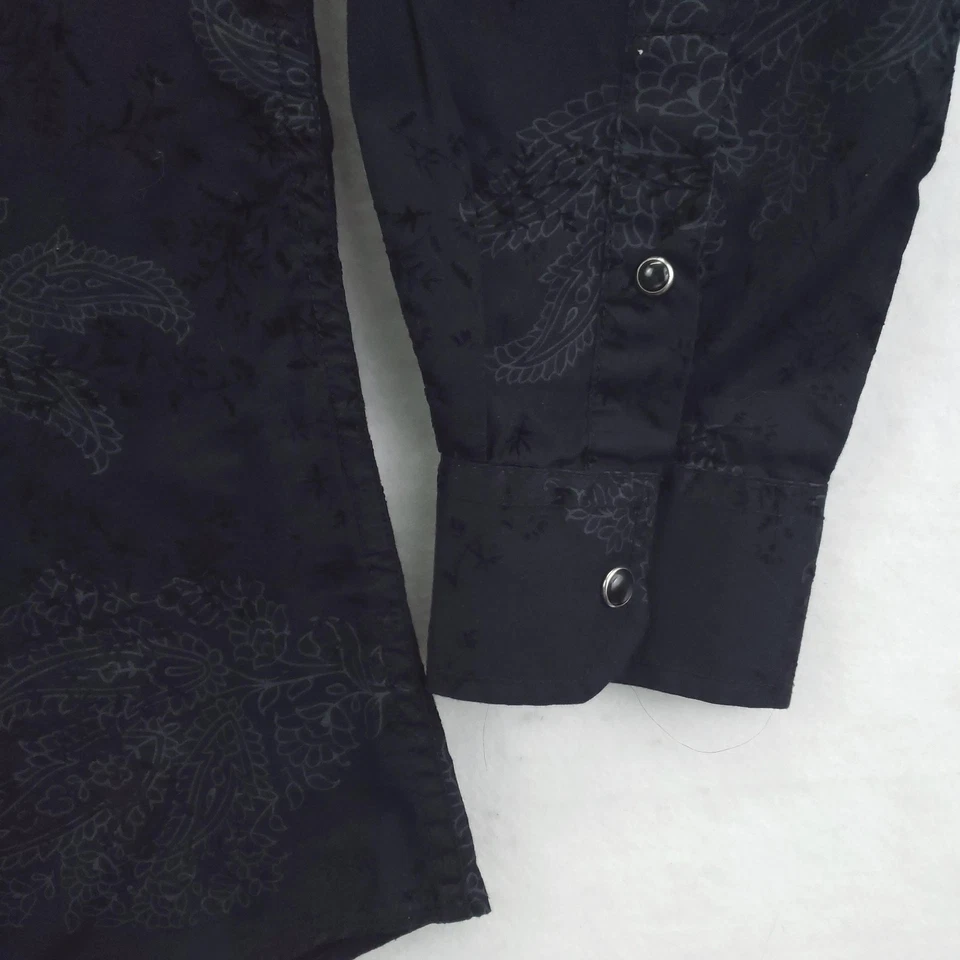 Camisa J. Ferrar Para Hombre Grande 16-16.5 Negra Paisley A Presión Manga Larga Calce Moderno Foto 4 de 4