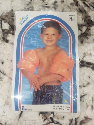 Vintage 1998 Intex The Wet Set Arm Bands Orange Kid's Floaties Double Bubble - Picture 1 of 3