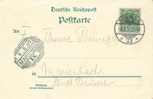 AK Berlin (10115), "Gruss aus Treotow, gelaufen am 04.08.1897 (Marienbad) - Picture 2 of 2