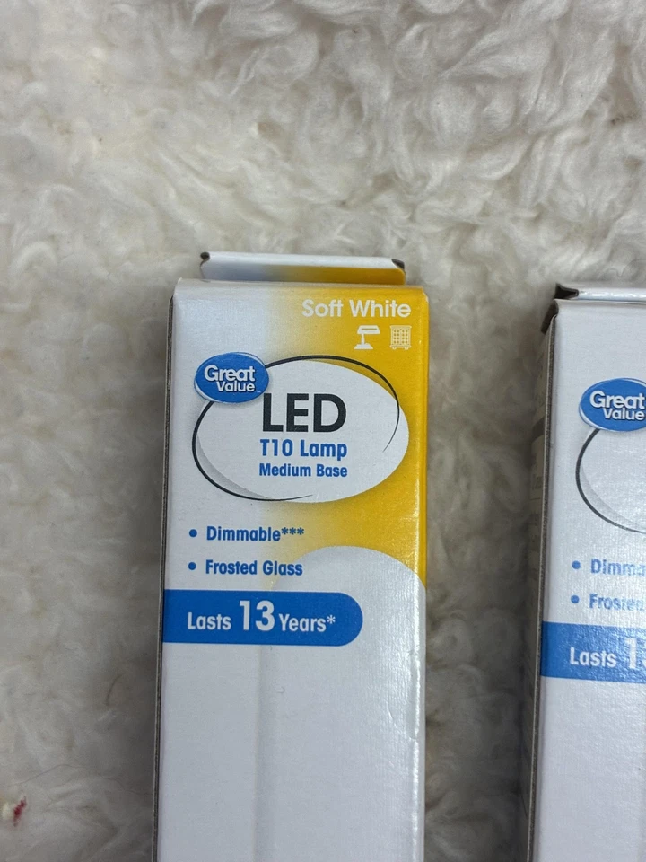Great Value LED T10 Soft White Medium Base 25W Eq 250lm Dimmable Frosted 2pk - Image 2 of 4