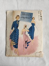 Vintage 1950s Advance Import Number 41 Dress Sewing Pattern Size 12 Bust 30