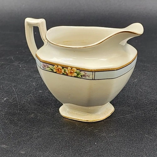 Jarra de jarabe crema azul Nebraska Inglaterra borde azul acento floral J&G Meakin - Imagen 3 de 11