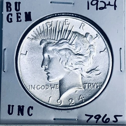 1924 P BU GEM PEACE SILVER DOLLAR UNC MS+++ U.S. MINT RARE COIN 7965