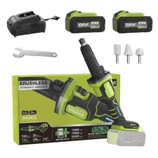 Cordless Die Grinder, 3 Spd Brushless Motor, 6mm Collet, 2x Rechargeable Battery