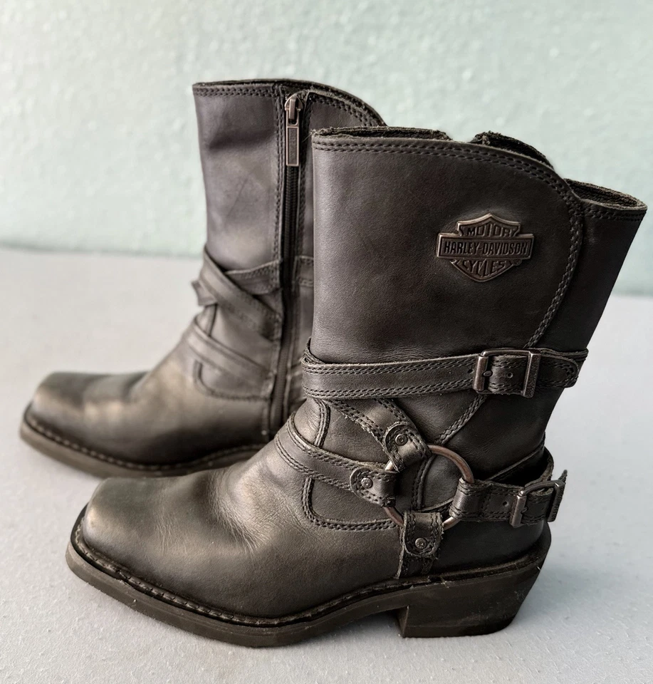 Botas de moto Harley-Davidson Ingleside de cuero para mujer D87092 talla 8M Foto 4 de 4