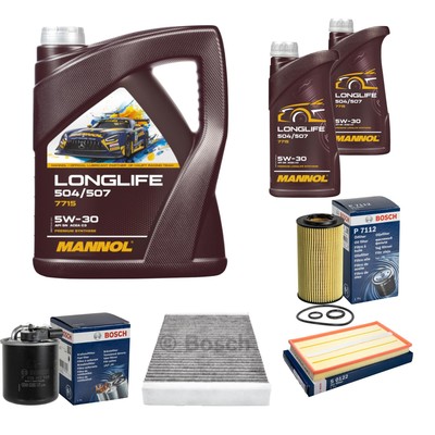 BOSCH Inspektionspaket 7L MANNOL Longlife 504/507 5W-30 für Mercedes-Benz