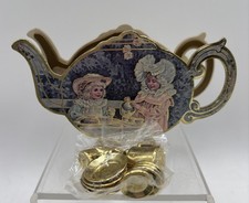 Vintage Mini Gold Plated Tea Set In Teapot Box 14 Pieces 1983 B Shackman  Co