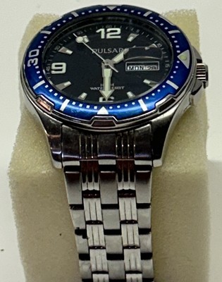 PULSAR / クォーツ腕時計/アナログ/BLK/BLK/VD75-X042 Pulsar Diver Men's Stainless Steel Blue Watch Day / Date VX43-X042