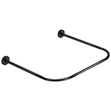 Stainless Steel U Shaped Shower Curtain Rod 90cm/35" Width Black