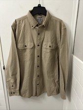 Carhartt Chambray Work Shirt Mens Medium Tan Original Fit Midweight L/S 104368