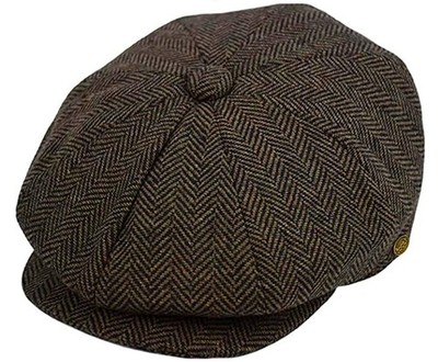 Men's Premium 100% Wool Classic Applejack Herringbone newsboy Collection Hat