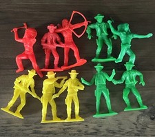 Lot Of 10 Neon 2.75 Inch Cowboys Western Toys Plastic Figures