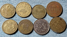 VTG Mixed Lot of 8 Tokens Amusement Gaming Don Carter Fun City Nugget Olympia