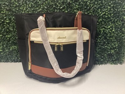 LOVEVOOK Large Black Nylon Tote Bag Multi Pocket Shoulder Bag