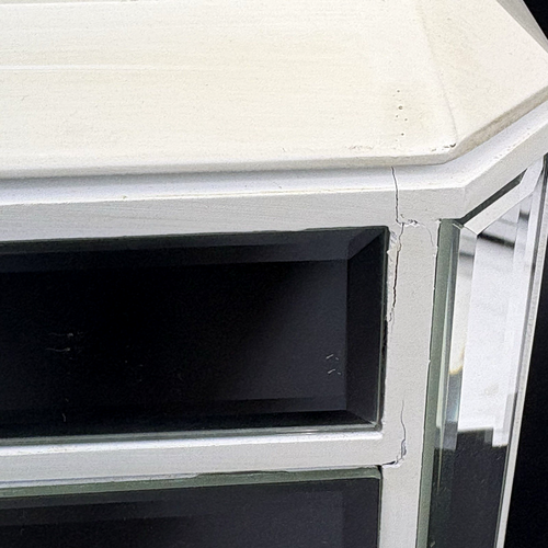 Pier 1 Mirrored Jewelry Box Ivory Wood 2 Drawer Top Storage Hollywood Regency - Picture 10 of 19