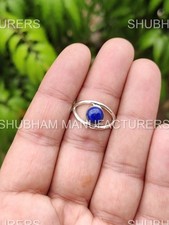 Natural Lapis Lazuli 925 Sterling Silver Open Band Dainty Handmade Gemstone Ring