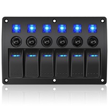 Marine Switch Panel Waterproof,Boat Switch Panel with Breakers,12V/24vol...