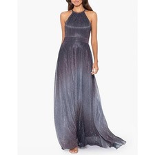 NEW Betsey & Adam Metallic Ombre Maxi Dress Women's Silver Size 2