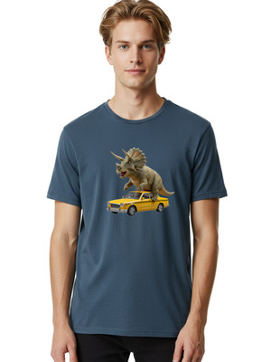 T-Rex-On-Taxi Mens Graphic Tee, 100% Cotton, Casual Summer Wear