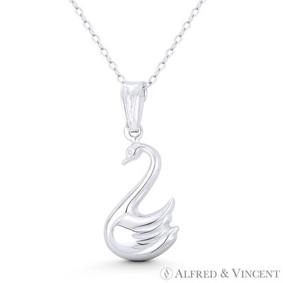 Schwan Vogel Charm Animismus Schmuck Italy .925 Sterling Silber 3D Wendeanhänger