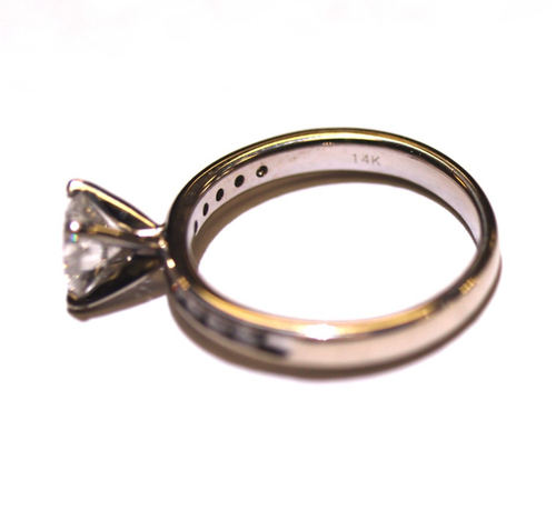 Anillo de compromiso de diamantes redondos de 1,02 quilates de oro blanco de 14k certificado por GIA 2,1 g - Imagen 6 de 21