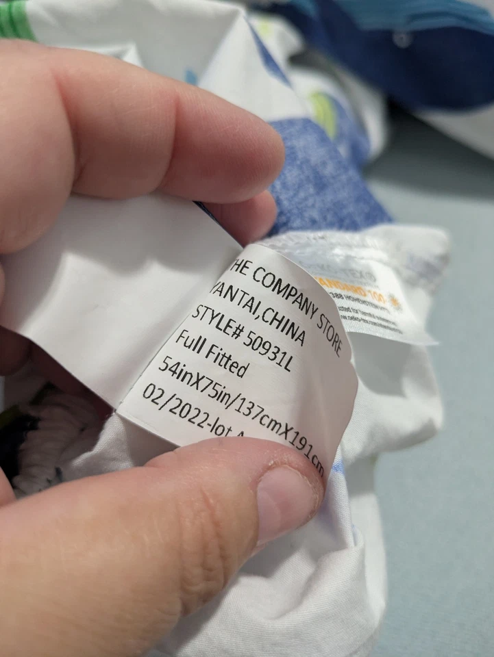 The Company Store Whale School Organic Percale Blue Full Size Fitted Bed Sheet - Изображение 4 из 4