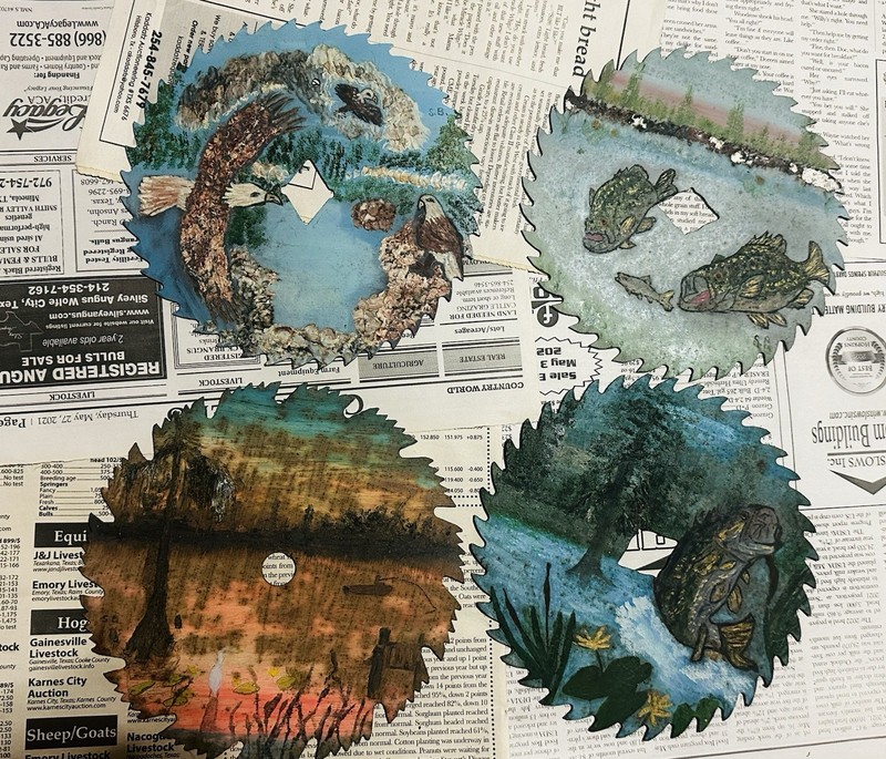 hand painted saw blades. Fishing Themed And Lake Scenery, Crappie, Bass, Eagles