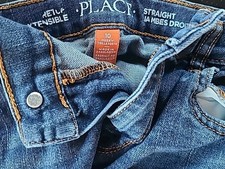 USED The Children's Place Boys Straight Jeans Size 10 HUSKY Dark Blue