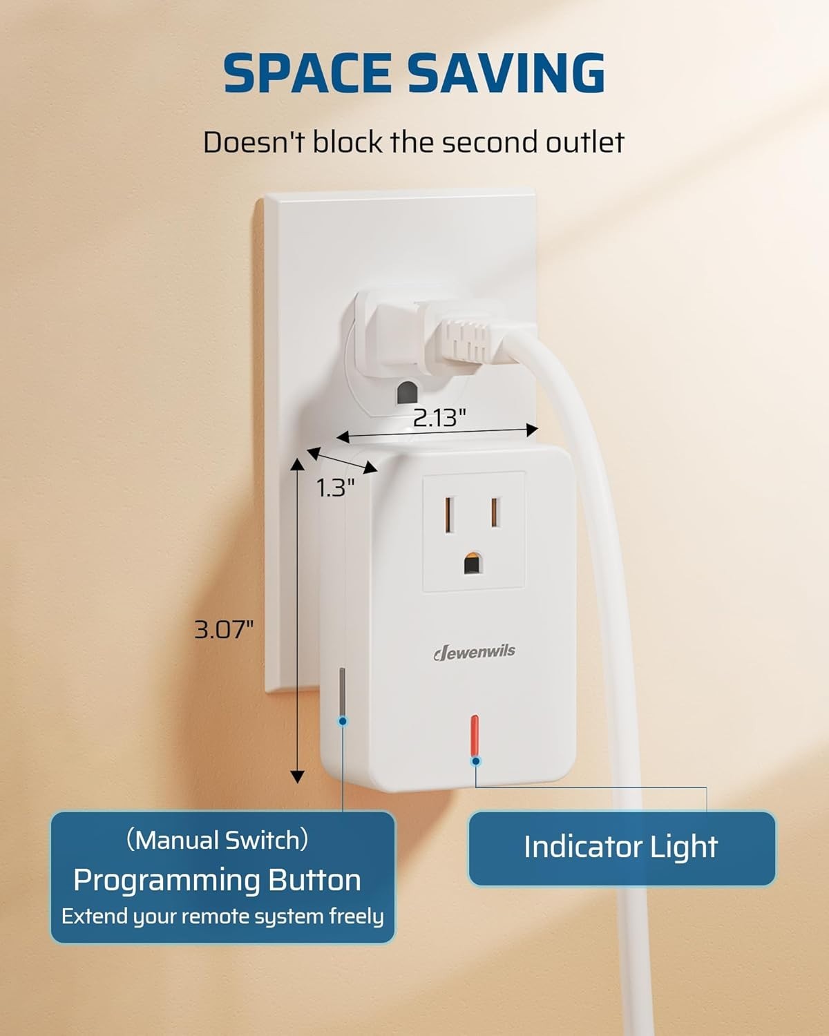 Wireless Remote Wall Switch & Outlet - 2 Switches, 100ft RF Range -  Listed